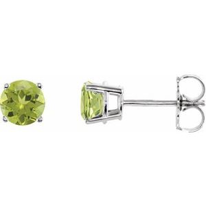 14K White Gold 5 mm Natural Peridot Earrings