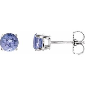 14K White Gold 5 mm Natural Tanzanite Earrings
