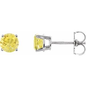 14K White Gold 5 mm Natural Yellow Sapphire Earrings