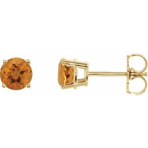 14K Yellow Gold 5 mm Natural Citrine Earrings