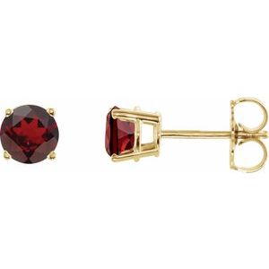 14K Yellow Gold 5 mm Natural Mozambique Garnet Earrings