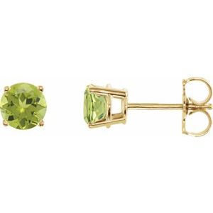 14K Yellow Gold 5 mm Natural Peridot Earrings