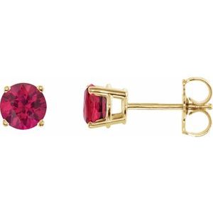 14K Yellow Gold 5 mm Natural Ruby Earrings