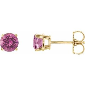 14K Yellow Gold 5 mm Natural Pink Sapphire Earrings