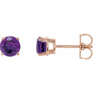 14K Rose Gold 5 mm Natural Amethyst Earrings