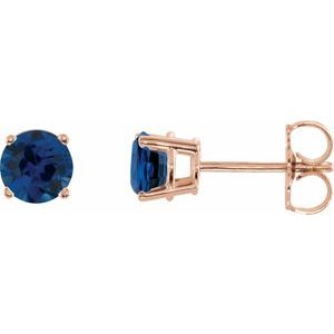14K Rose Gold 5 mm Natural Blue Sapphire Earrings