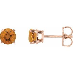 14K Rose Gold 5 mm Natural Citrine Earrings