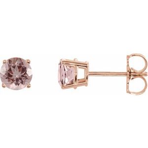 14K Rose Gold 5 mm Natural Pink Morganite Earrings