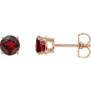 14K Rose Gold 5 mm Natural Mozambique Garnet Earrings