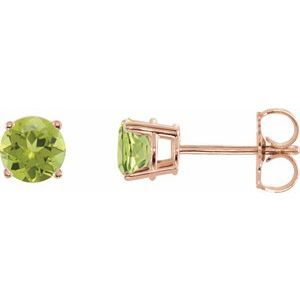 14K Rose Gold 5 mm Natural Peridot Earrings
