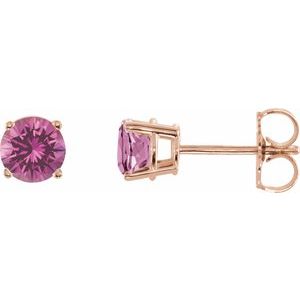 14K Rose Gold 5 mm Natural Pink Sapphire Earrings