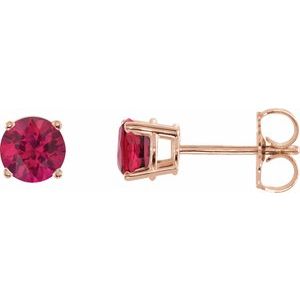 14K Rose Gold 5 mm Natural Ruby Earrings
