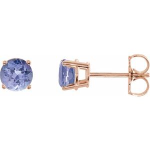 14K Rose Gold 5 mm Natural Tanzanite Earrings