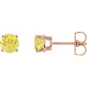 14K Rose Gold 5 mm Natural Yellow Sapphire Earrings
