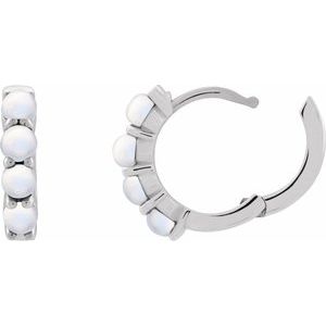 Platinum Natural Rainbow Moonstone Cabochon 14.7 mm  Hoop Earrings – image 2