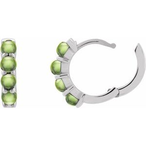 Platinum Natural Peridot Cabochon Hinged 14.7 mm  Hoop Earrings – image 2