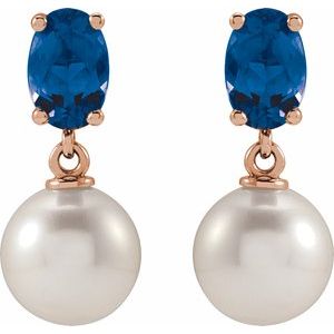 14K Rose Gold Cultured White Akoya Pearl & Natural London Blue Topaz – image 2