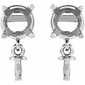 Platinum 5 mm Round Dangle Earring Mounting for 7-8 mm Pearl – image 2