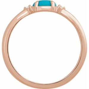 14K Rose Gold Natural Turquoise & .03 CTW Natural Diamond Ring
