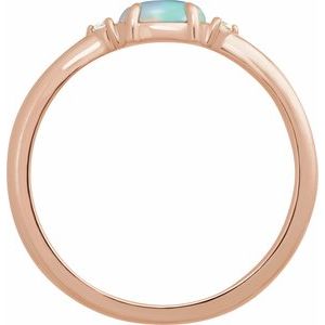 14K Rose Gold Natural Ethiopian Opal & .03 CTW Natural Diamond Ring