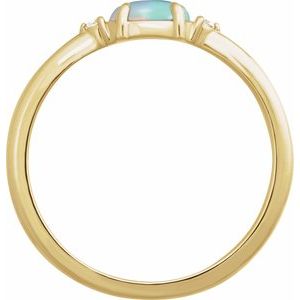 14K Yellow Gold Natural Ethiopian Opal & .03 CTW Natural Diamond Ring