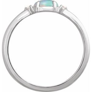 Sterling Silver Natural Ethiopian Opal & .03 CTW Natural Diamond Ring