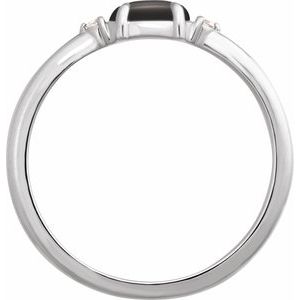 14K White Gold Natural Onyx & .03 CTW Natural Diamond Ring