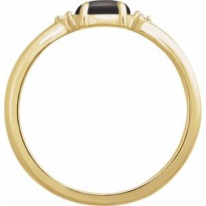14K Yellow Gold Natural Onyx & .03 CTW Natural Diamond Ring