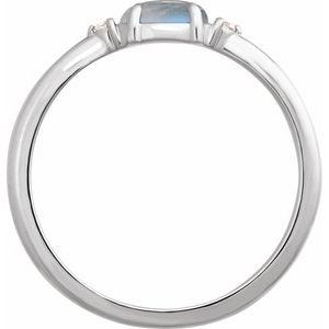 Platinum Natural Rainbow Moonstone & .03 CTW Natural Diamond Ring