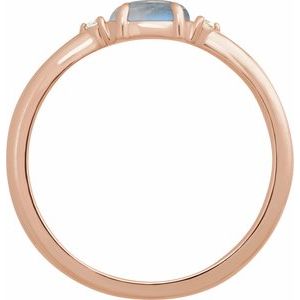 14K Rose Gold Natural Rainbow Moonstone & .03 CTW Natural Diamond Ring