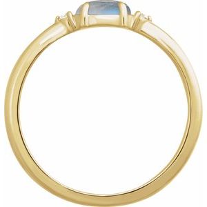 14K Yellow Gold Natural Rainbow Moonstone & .03 CTW Natural Diamond Ring
