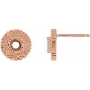 14K Rose Gold Starburst Stud Single Earring Mounting