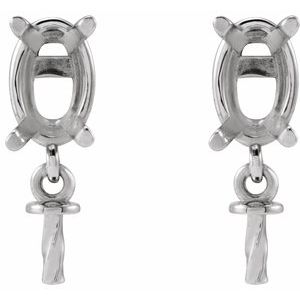 Sterling Silver 6x4 mm Oval Dangle Earring Mounting for 7-8 mm Pearl – image 2