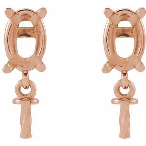 14K Rose Gold 6x4 mm Oval Dangle Earring Mounting for 7-8 mm Pearl – image 2