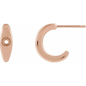 14K Rose Gold 2.5 mm Round Bezel-Set 11.9 mm Hoop Earring Mounting