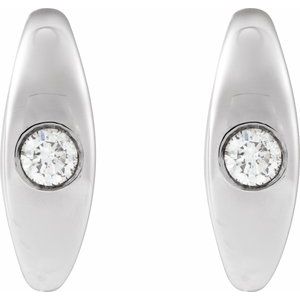 14K White Gold 1/8 CTW Natural Diamond 11.9 mm Hoop Earrings