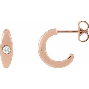 14K Rose Gold 1/8 CTW Natural Diamond 11.9 mm Hoop Earrings