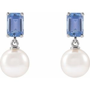 Platinum Cultured White Akoya Pearl & Natural Tanzanite – image 2