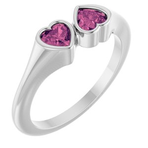 Sterling Silver Natural Pink Tourmaline Two-Stone Ring