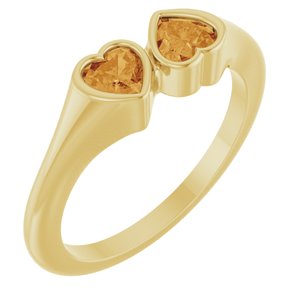14K Yellow Gold Natural Citrine Two-Stone Ring