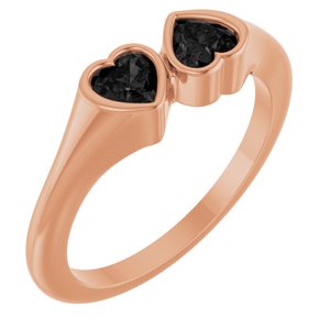 14K Rose Gold Natural Onyx Two-Stone Ring