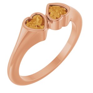 14K Rose Gold Natural Citrine Two-Stone Ring