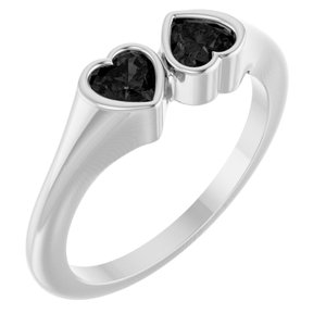 Platinum Natural Onyx Two-Stone Ring