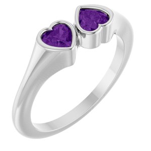 Platinum Natural Amethyst Two-Stone Ring