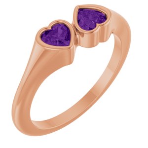 14K Rose Gold Natural Amethyst Two-Stone Ring