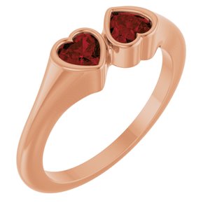14K Rose Gold Natural Mozambique Garnet Two-Stone Ring