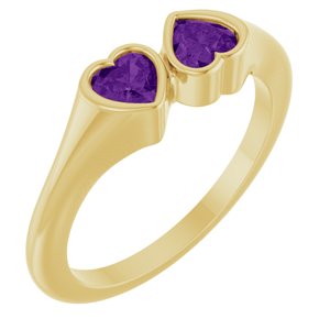 14K Yellow Gold Natural Amethyst Two-Stone Ring