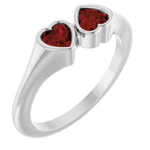 Sterling Silver Natural Mozambique Garnet Two-Stone Ring