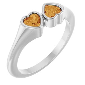 14K White Gold Natural Citrine Two-Stone Ring