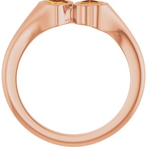14K Rose Gold Natural Citrine Two-Stone Ring